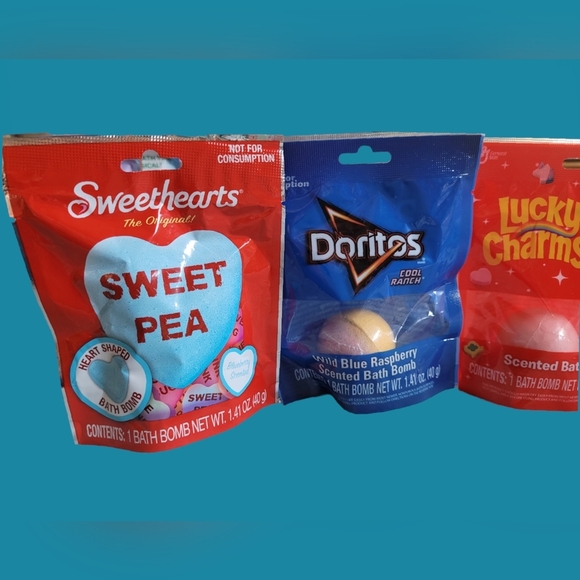 NEW BATH BOMBS LOT 4 ~ FROOT LOOPS ~ LUCKY CHARMS ~ DORITOS ~ SWEETHEARTS - Picture 2 of 4